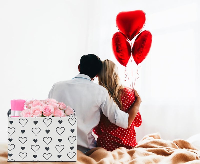 CLOCOR Rectangular Storage Basket Empty,Gift Basket,Waterproof Storage Bin with Handles,Room Decor(3PCS Cute Heart) - Image 3